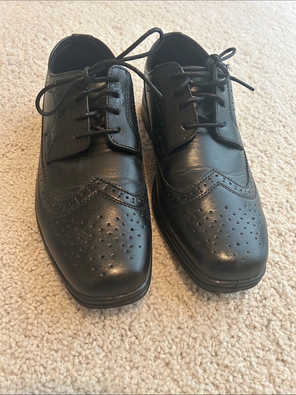Deer Stags Black Leather Wingtip Oxfords